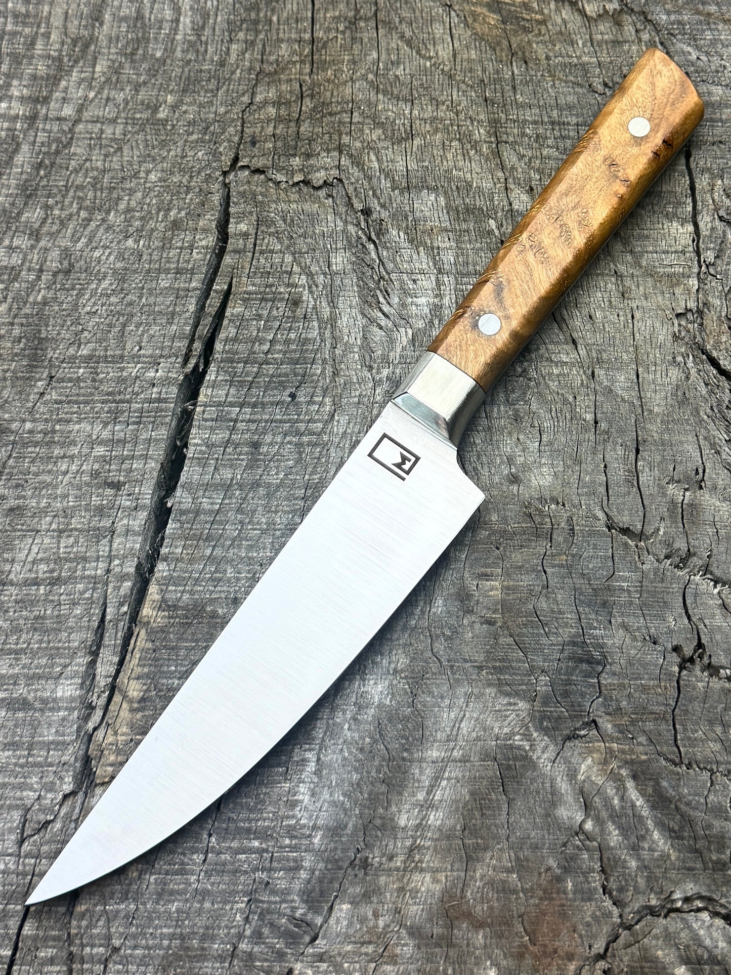 Charcuterie Knife - Stainless with Curly White Oak 4.5"