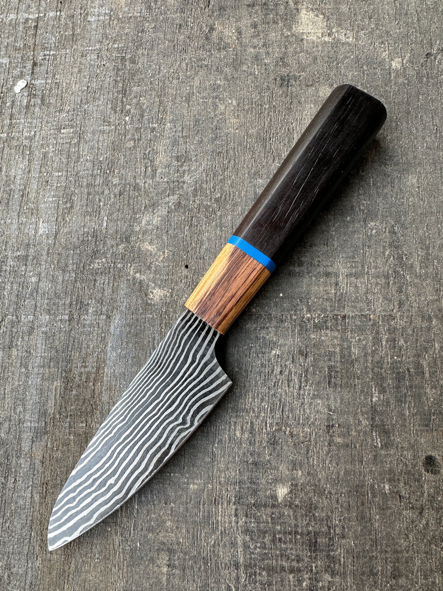 3.25" / 82mm Paring Knife with Monolith forged Damascus, Wenge and Marblewood