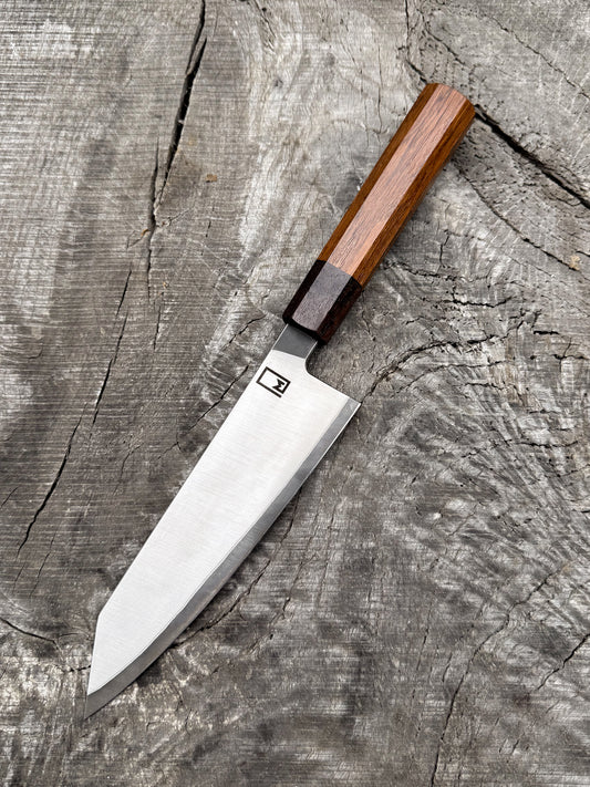 Bunka – 7.25" Aogami Super San Mai Steel Blade, Teak & Walnut Handle