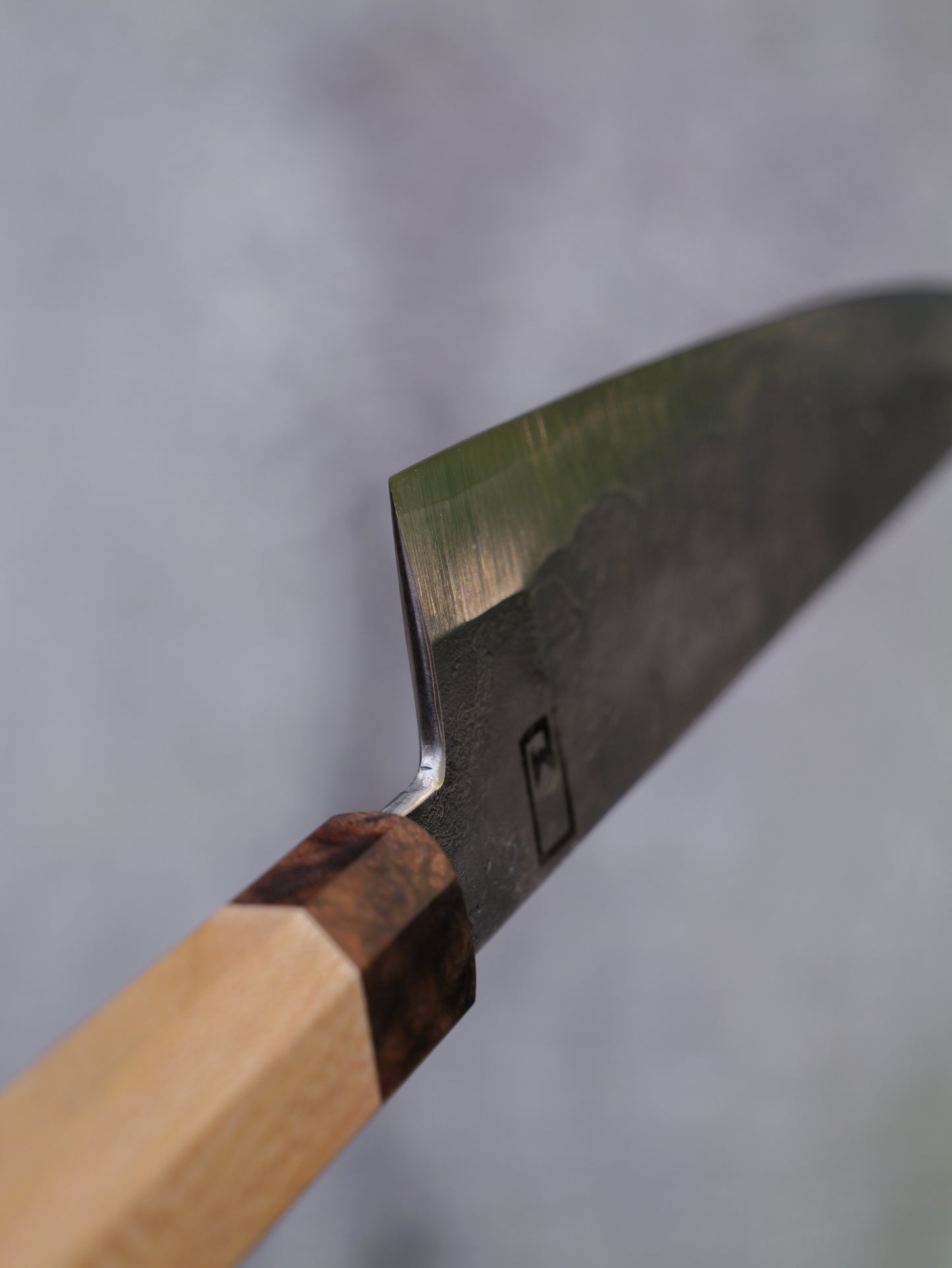 K-tip Gyuto – 8.75" San Mai Steel Blade, Sycamore and Iron Wood Handle