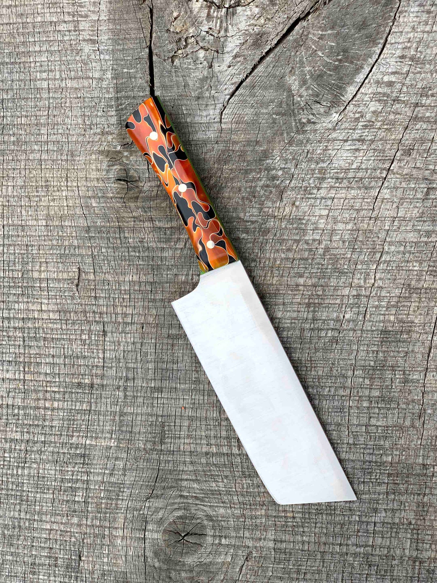 146mm/5.75" Nakiri with Bowling Ball Acrylic and G10