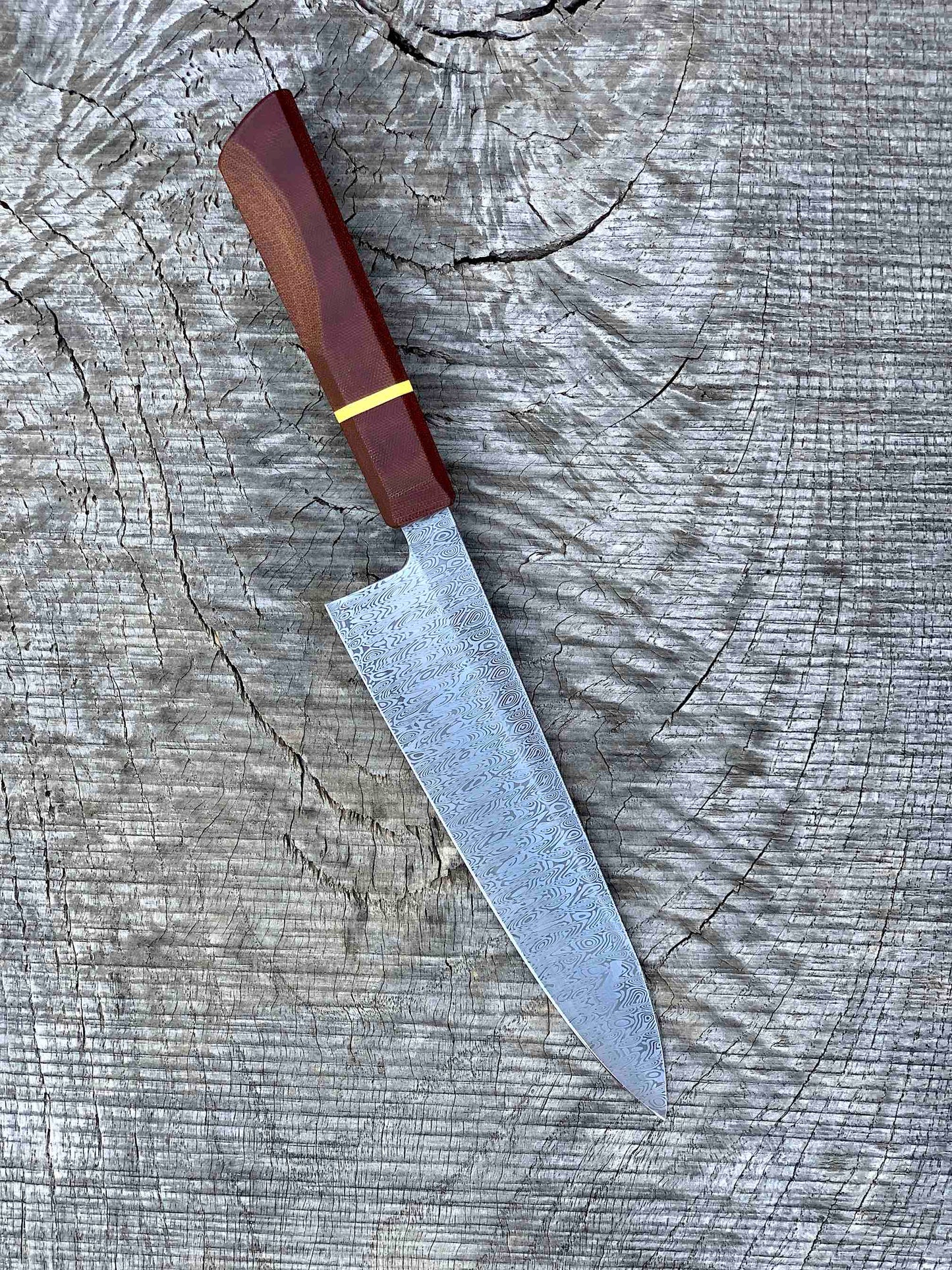 178mm/7" Damasteel Gyuto with Micarta and G10