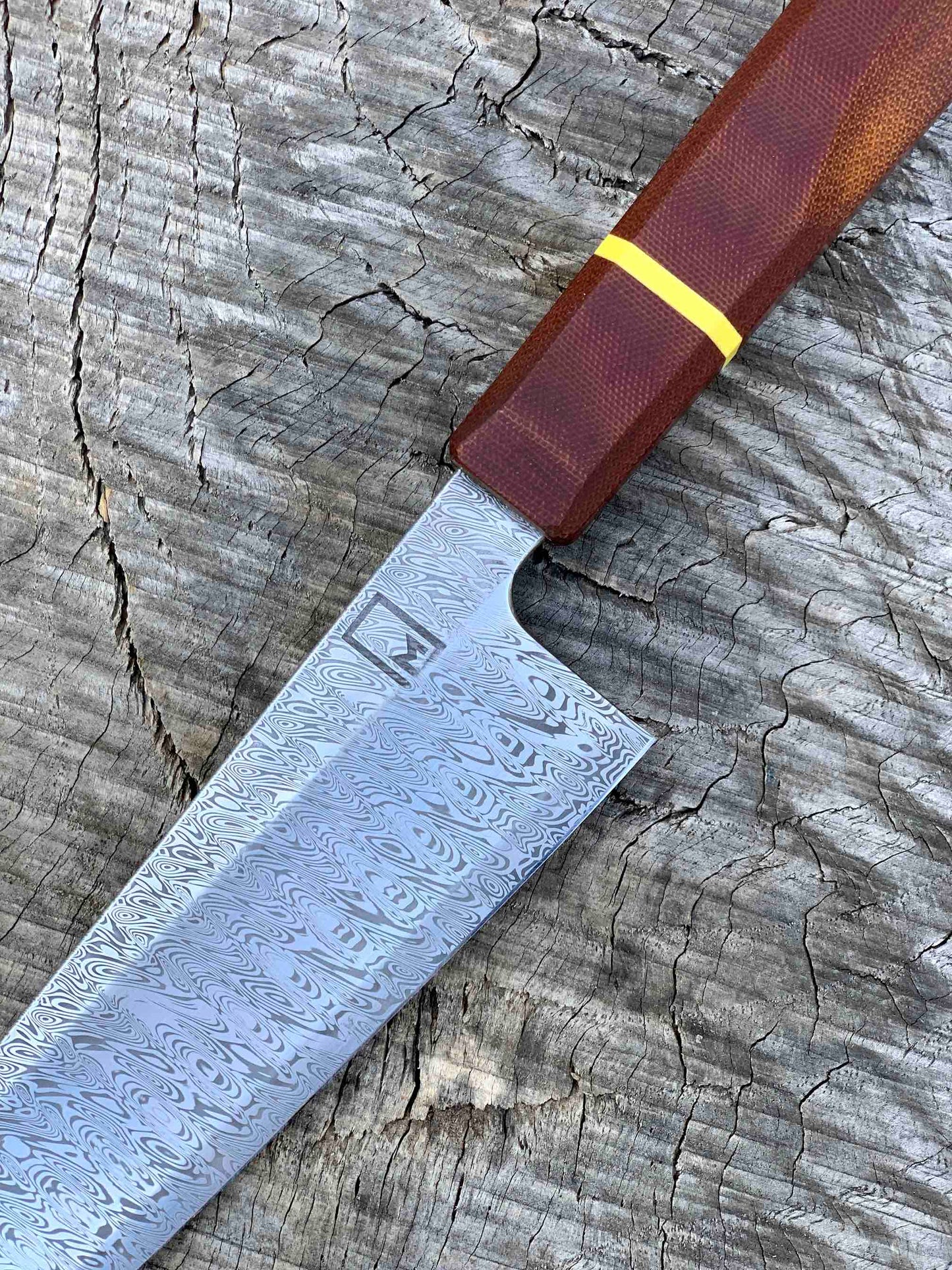 178mm/7" Damasteel Gyuto with Micarta and G10