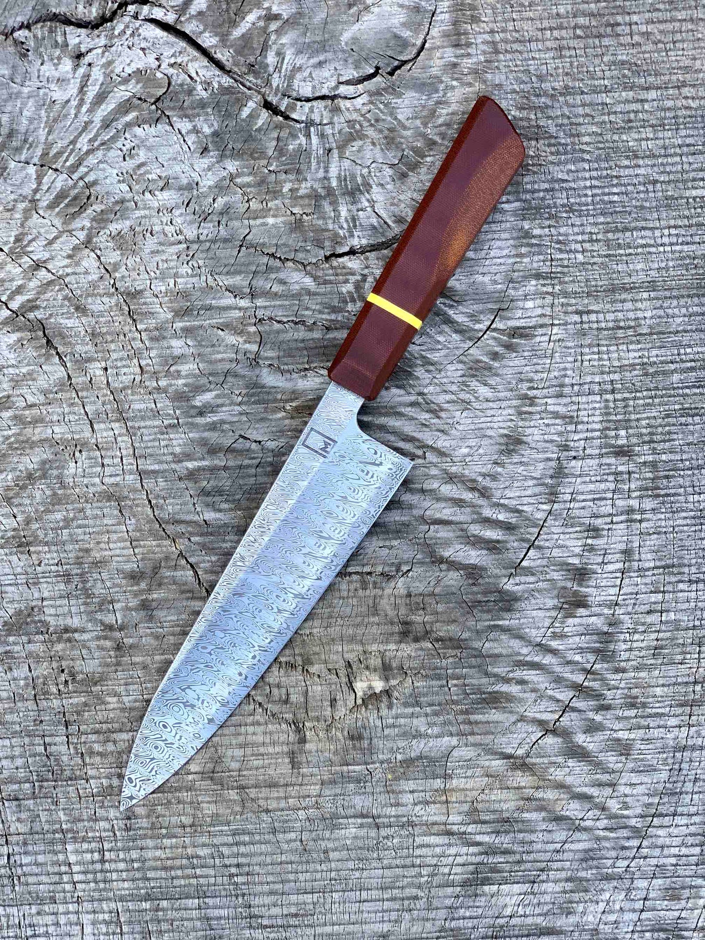 178mm/7" Damasteel Gyuto with Micarta and G10
