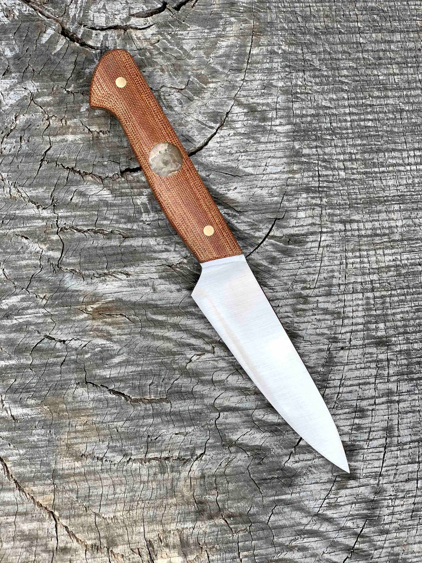4.5" Paring Knife with Micarta and Petoskey Stone