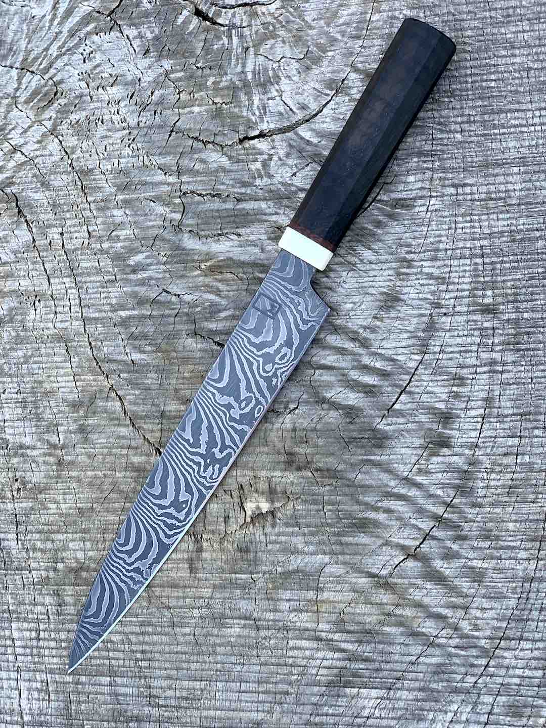 230mm/9" Sujihiki with Bog Oak, Micarta and Corian