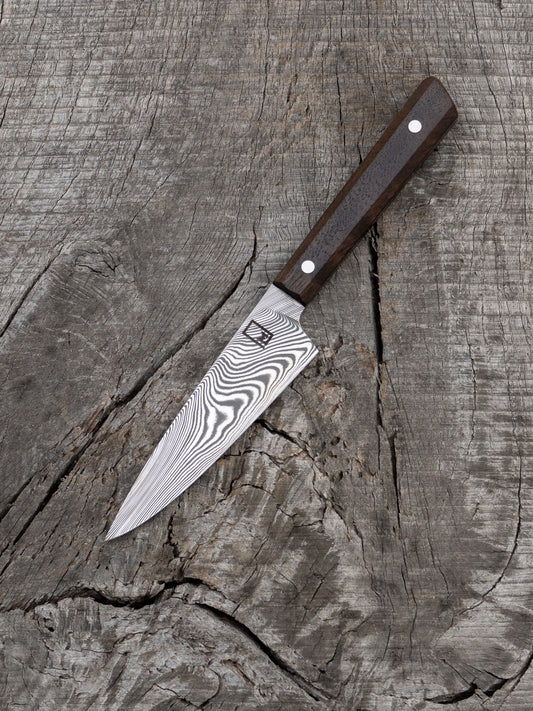Paring – 4" Stainless Damascus Steel Blade & Walnut Handle
