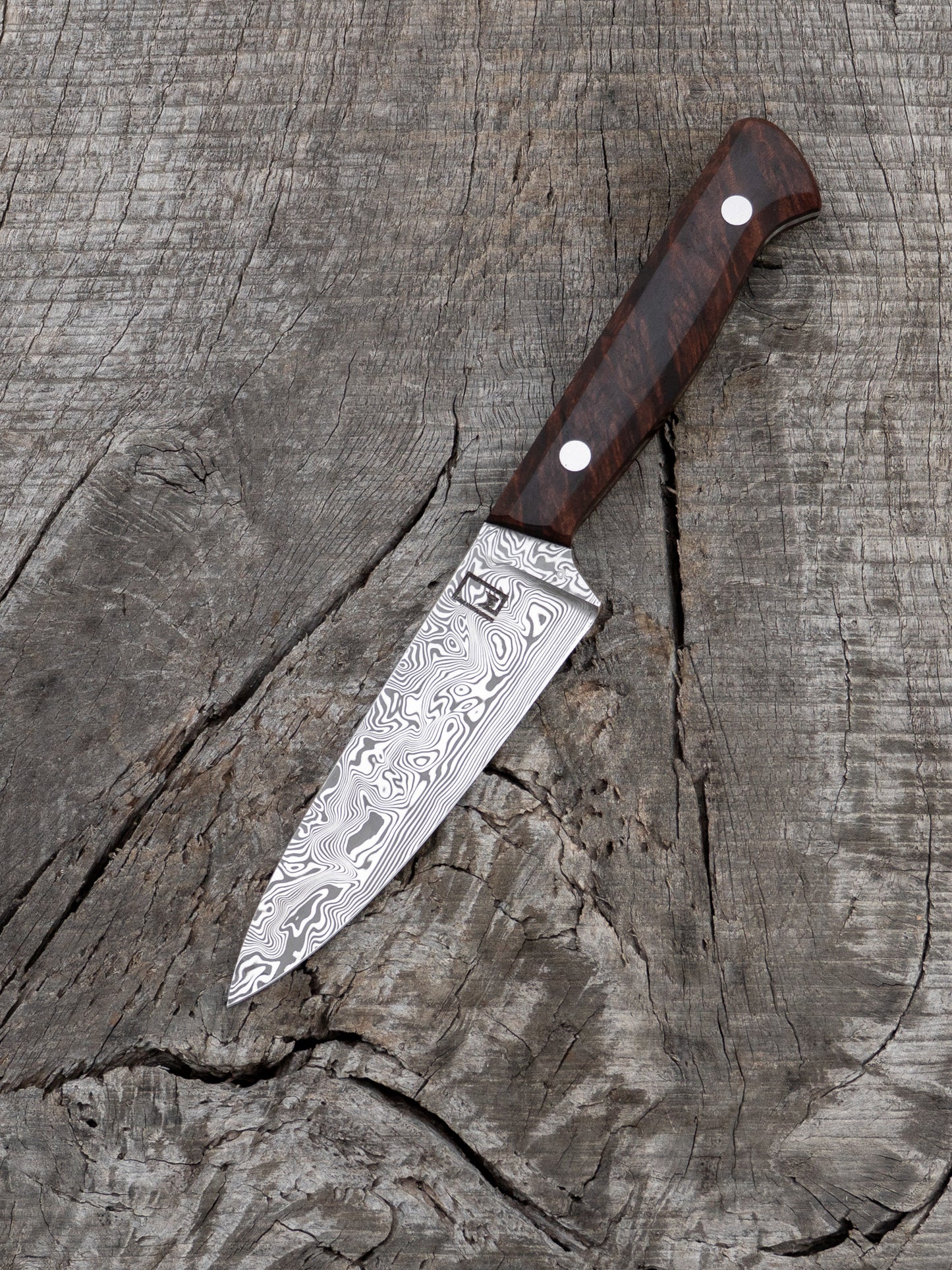 Paring – 4.5" Stainless Damascus Steel Blade & Walnut Burl Handle
