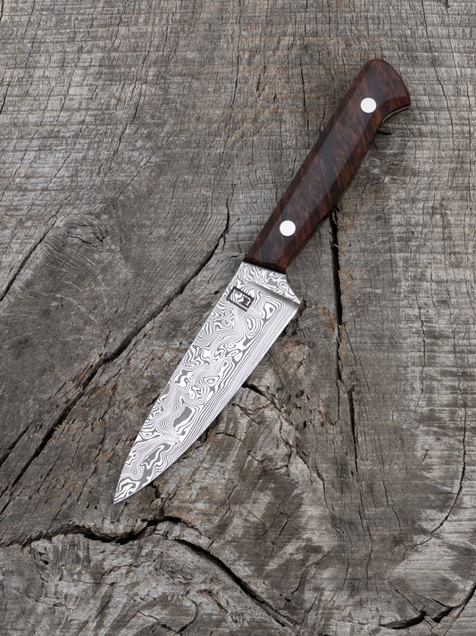Paring – 4.5" Stainless Damascus Steel Blade & Walnut Burl Handle