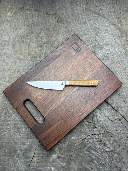 Charcuterie Knife & Board Set - Stainless with Curly White Oak 4.5"