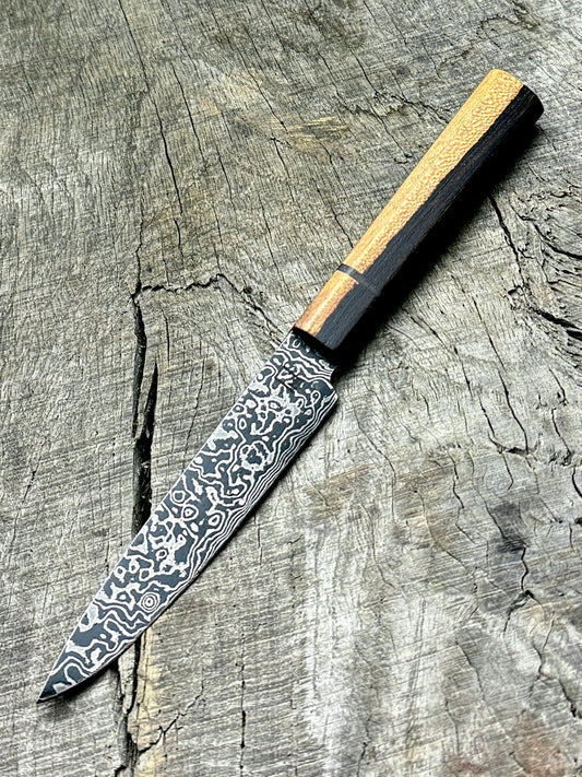 Paring Knife – Carbon Damascus Steel with Ziricote 4"