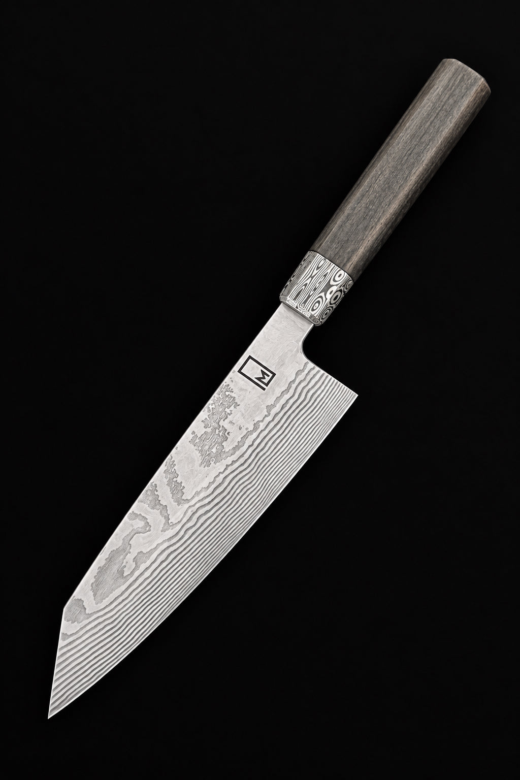 Bunka - 7.5" Damasteel Drakkar with customized ferrule and bog oak handle