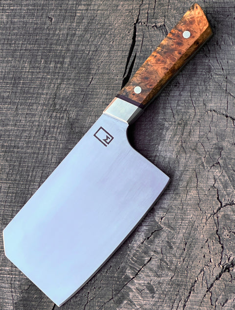 6" Cleaver AEB-L Stainless with nickel silver bolsters and pins with Buckeye Burl