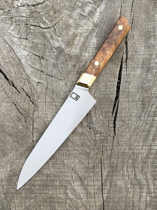 Honesuke – 6" Stainless Steel Blade, Spalted maple & Brass Handle