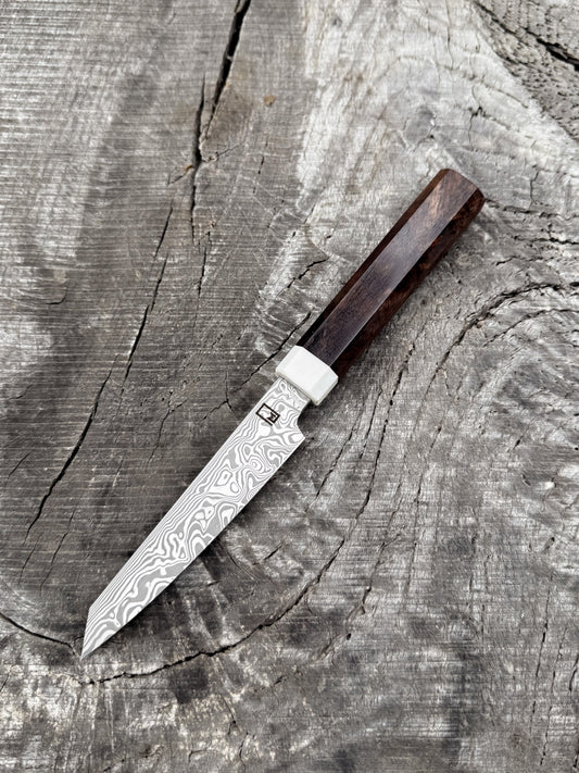 Paring – 4.25" Stainless Damascus Steel Blade, Walnut & Corian Handle