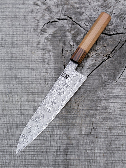 Gyuto – 9.5" Stainless Damascus Steel Blade, Locust and Bocote Handle