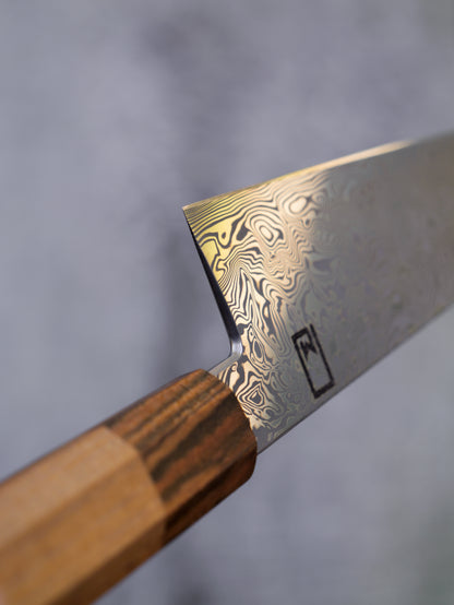 Gyuto – 9.5" Stainless Damascus Steel Blade, Locust and Bocote Handle