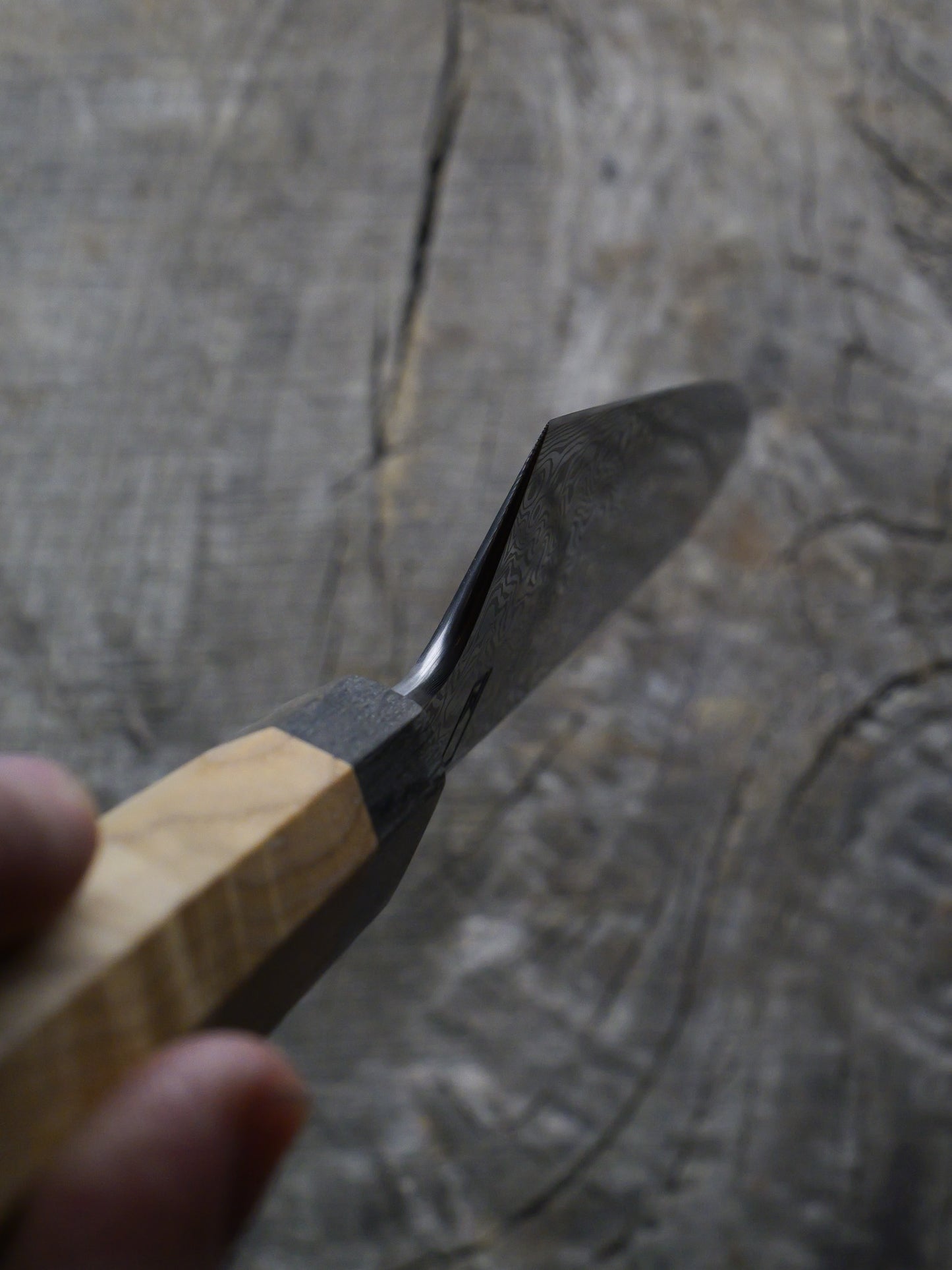 Gyuto – 9.5" Stainless Damascus Steel Blade, Ash & Bog Oak Handle