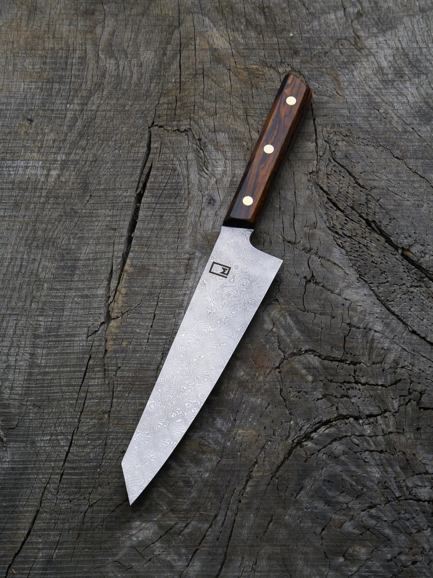 Petty Kiritsuke – Stainless Damascus Steel Blade, Cocobolo Handle