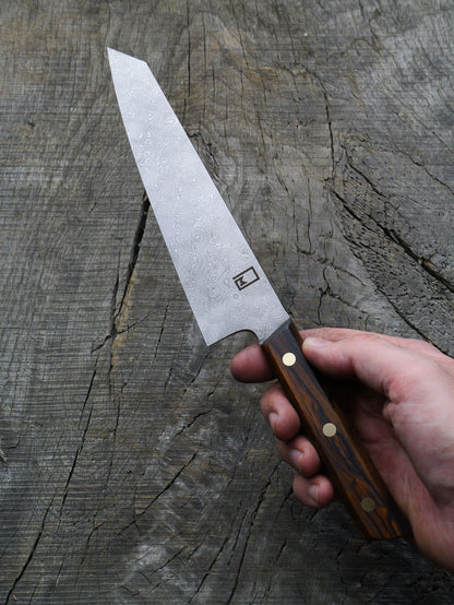 Petty Kiritsuke – Stainless Damascus Steel Blade, Cocobolo Handle
