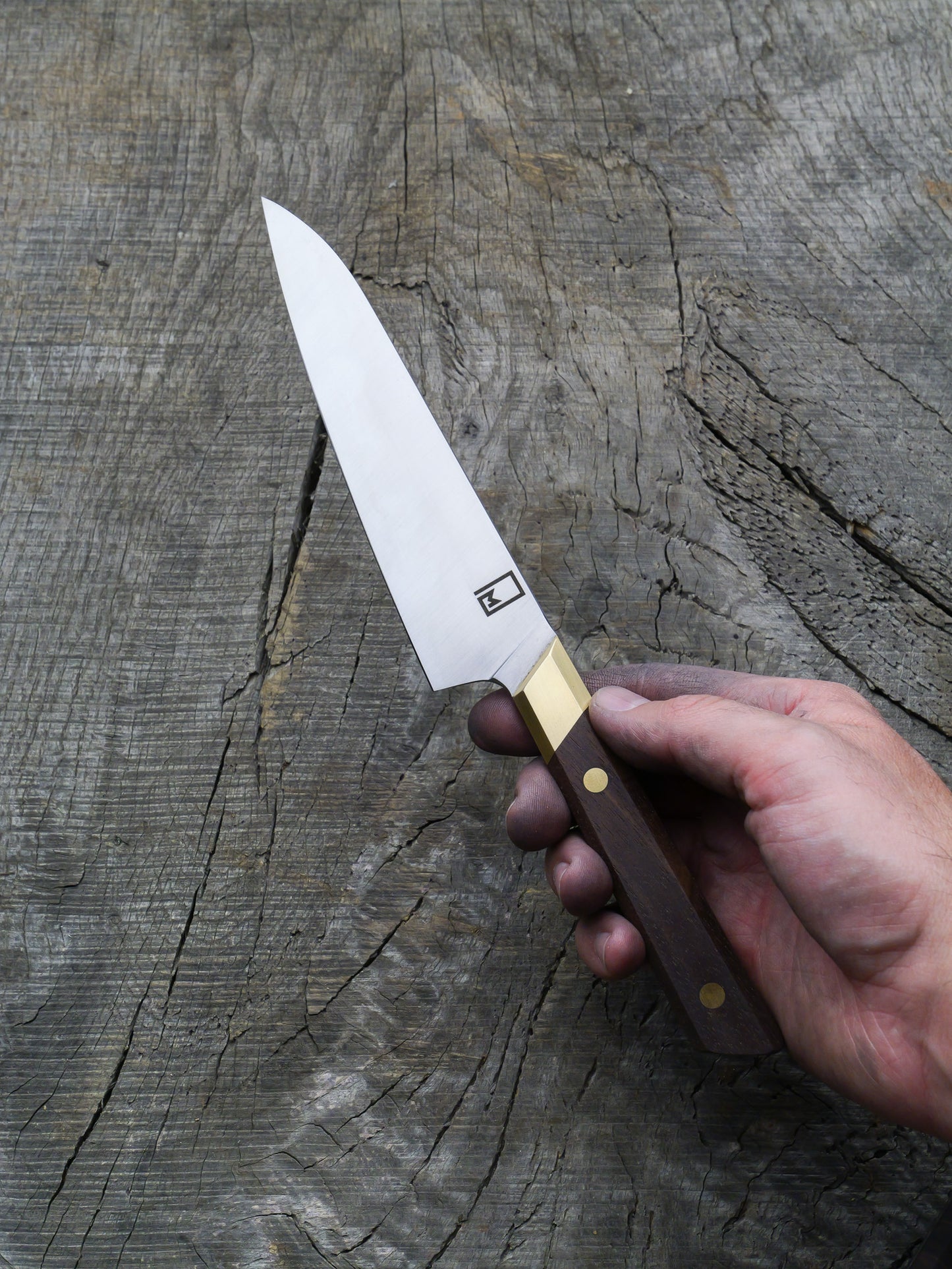 Knife Set Gyuto & Honesuke – Carbon Steel Blade, Walnut & Brass Handle