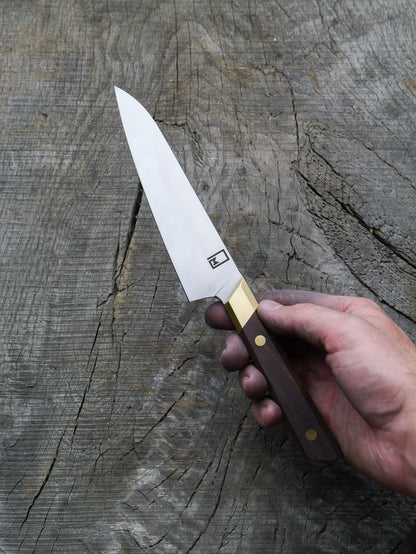 Knife Set Gyuto & Honesuke – Carbon Steel Blade, Walnut & Brass Handle