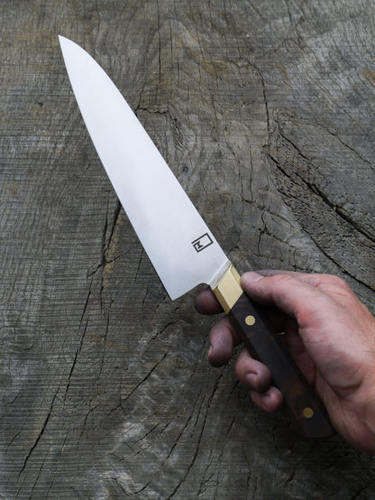 Knife Set Gyuto & Honesuke – Carbon Steel Blade, Walnut & Brass Handle