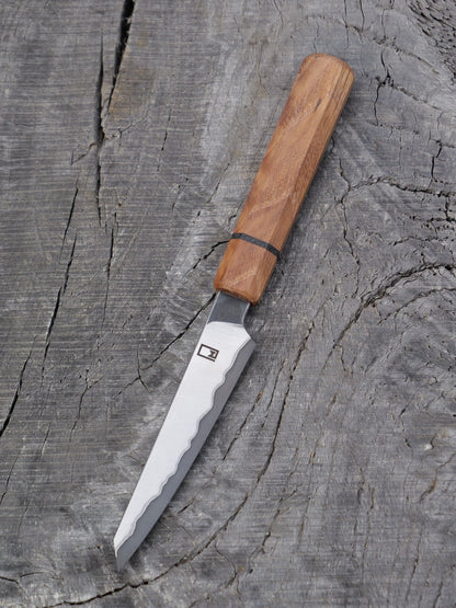 Paring Knife / Japanese Shotoh – Stainless clad, carbon core Aogami Super Blue with Locust and Bog Oak