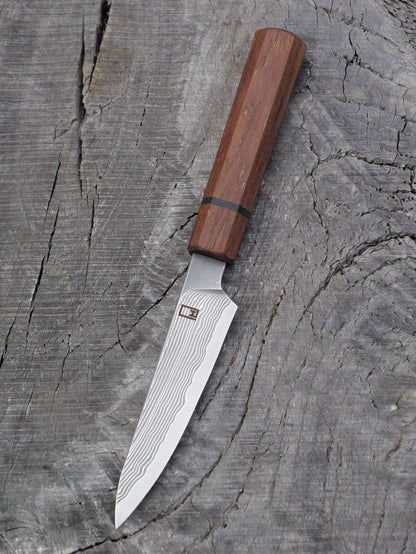 Paring Knife/ Japanese Shotoh – Japanese SG 2 laminated stainless with Teak and Bog Oak