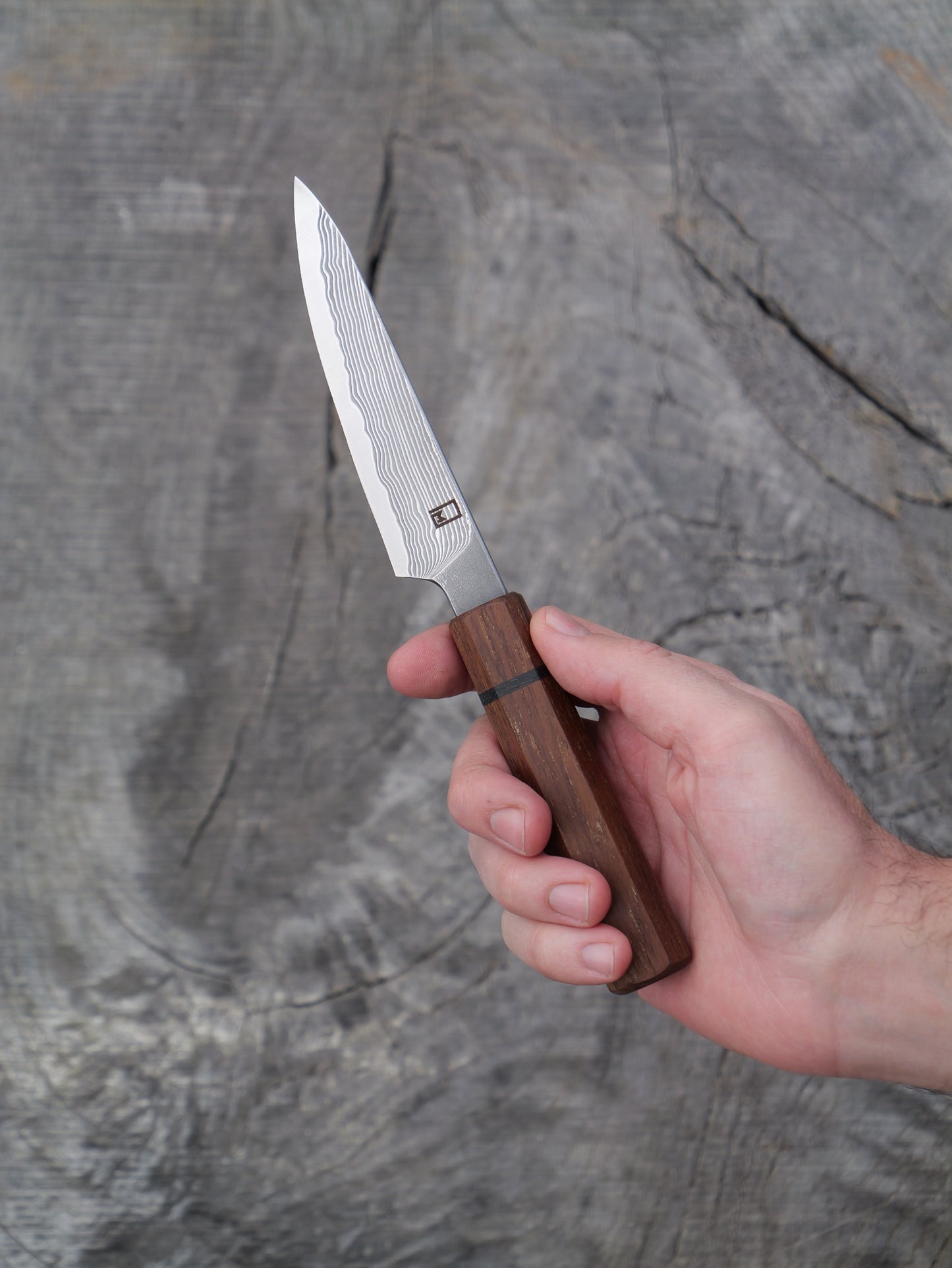 Paring Knife/ Japanese Shotoh – Japanese SG 2 laminated stainless with Teak and Bog Oak