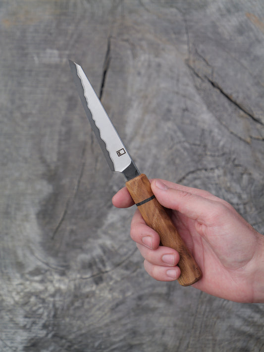 Paring Knife / Japanese Shotoh – Stainless clad, carbon core Aogami Super Blue with Locust and Bog Oak