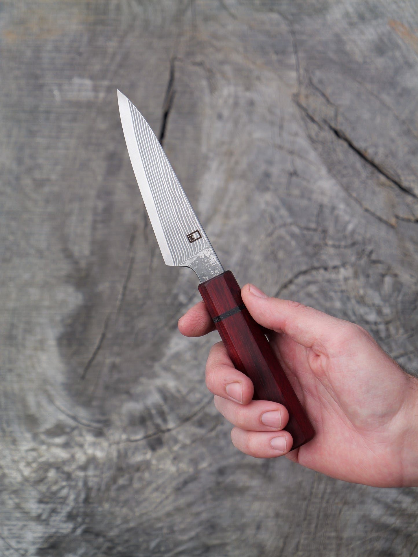 Paring Knife / Japanese Shotoh – Japanese SG 2 laminated stainless with Paduk and Bog Oak