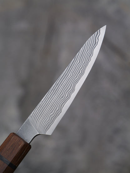 Paring Knife/ Japanese Shotoh – Japanese SG 2 laminated stainless with Teak and Bog Oak