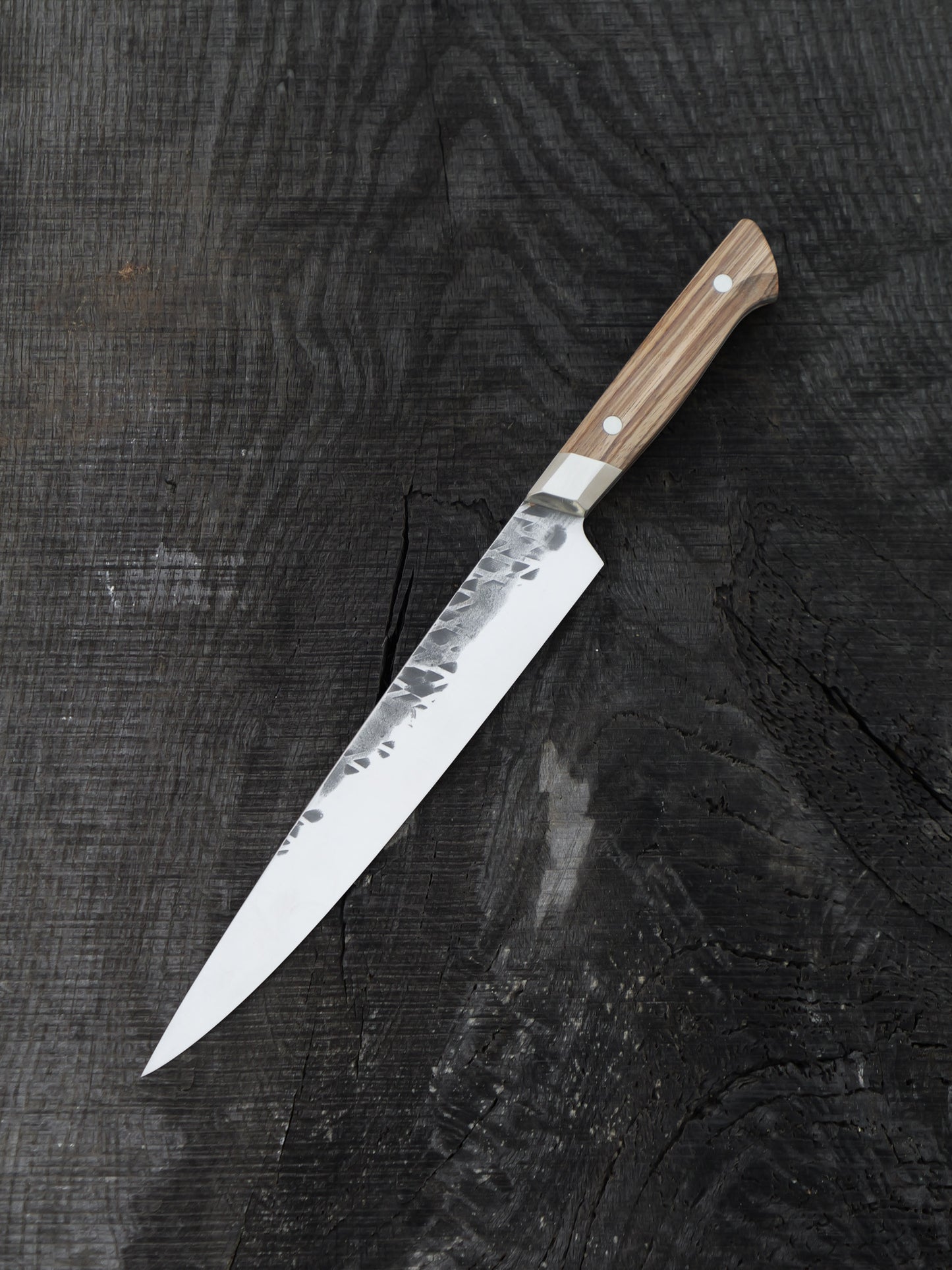 Slicer – Forged Stainless Steel & Zebra Wood with Stainless Steel Bolsters