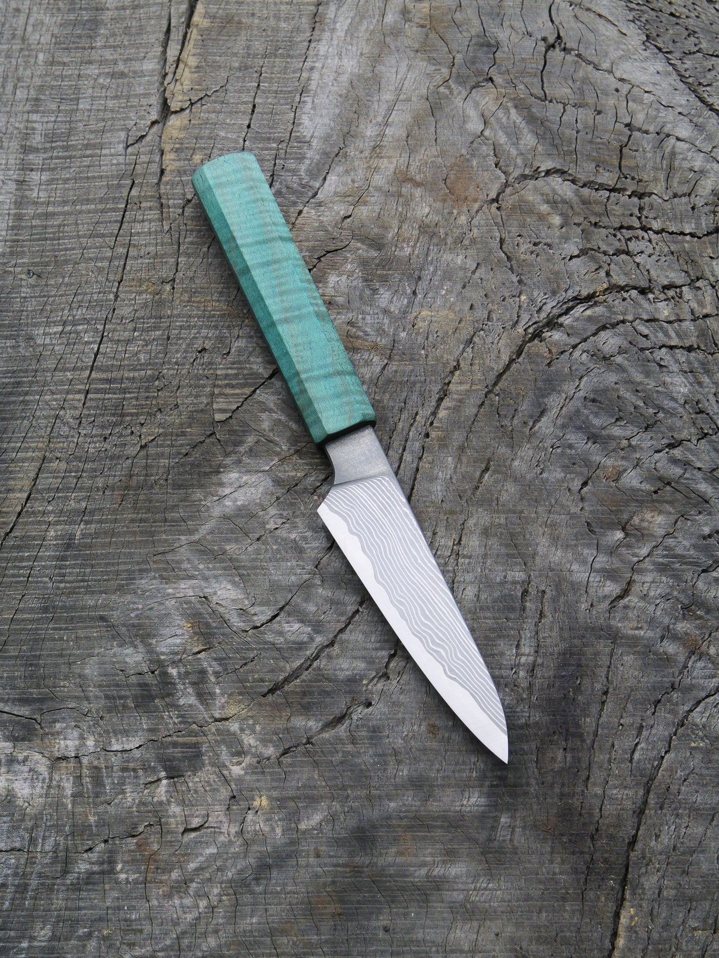Paring Knife – Stainless Damascus Steel & Curly Mango