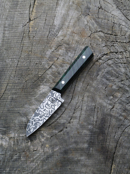 Paring Knife –– Carbon Damascus Steel & Mango