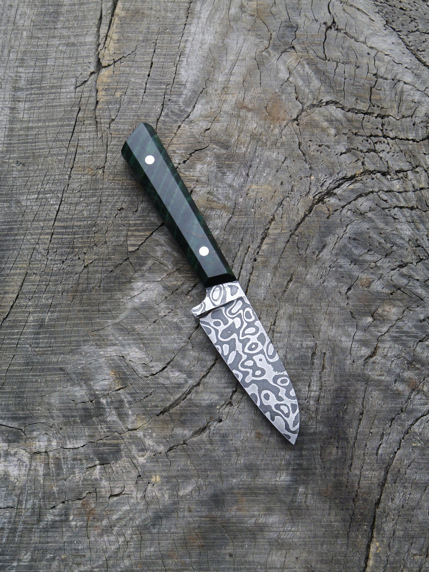 Paring Knife –– Carbon Damascus Steel & Mango