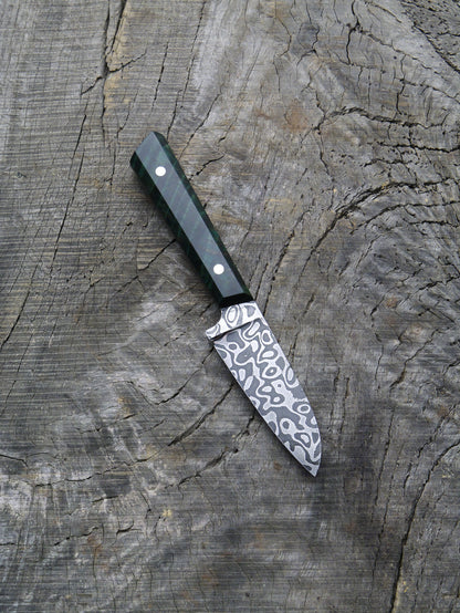 Paring Knife –– Carbon Damascus Steel & Mango