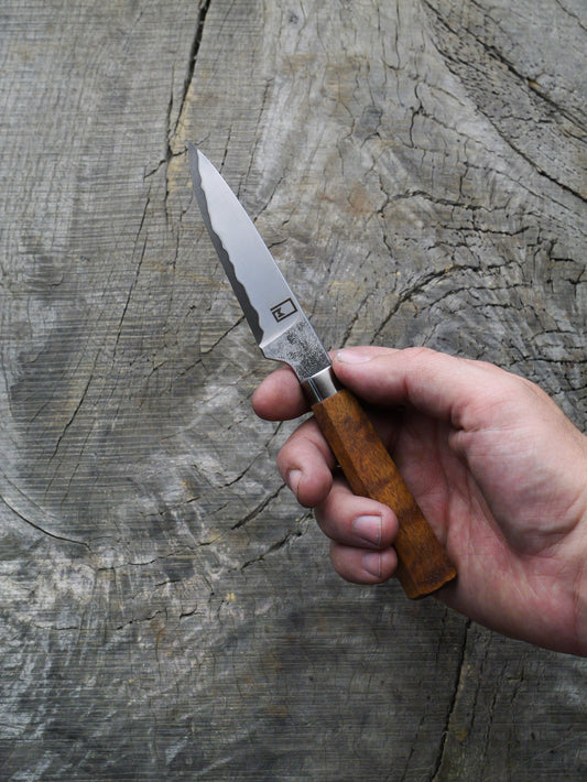 Paring Knife –– Japanese San-Mai, Koa & Stainless Steel