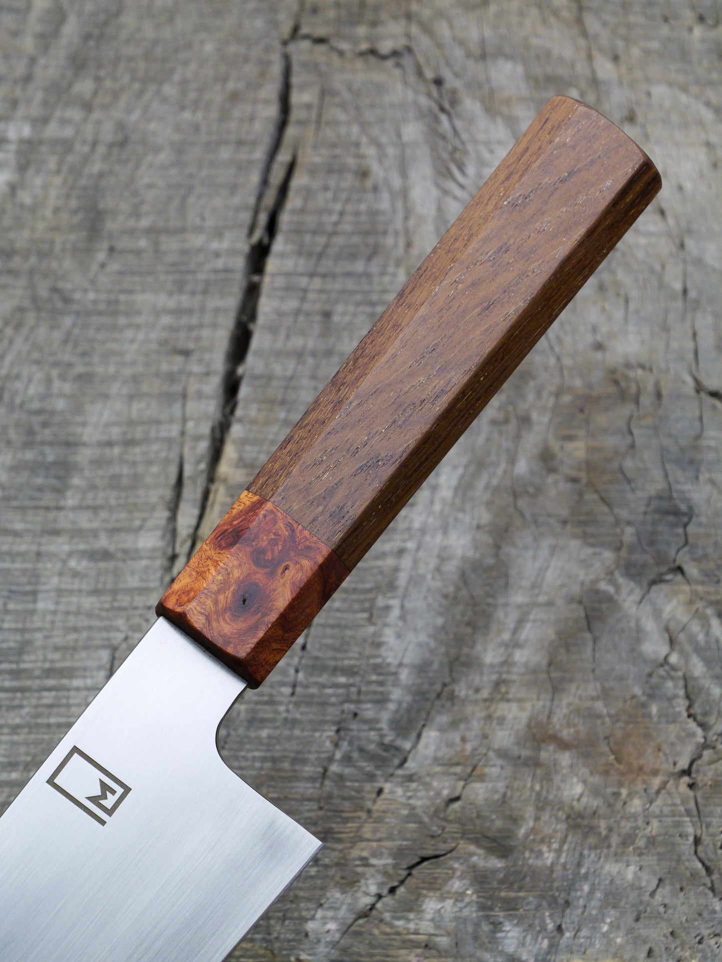 Bunka – Stainless Steel Blade, Reclaimed Teak & Amboina Burl Handle