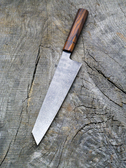 K-Tip Gyuto – Carbon Damascus Steel Blade, Cocobolo & Bog Oak Handle
