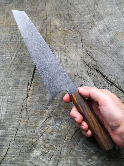 K-Tip Gyuto – Carbon Damascus Steel Blade, Cocobolo & Bog Oak Handle