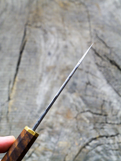 Paring Knife – Stainless Damascus Steel Blade, Koa & Brass Handle