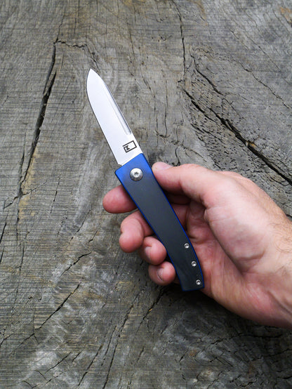 Slip Joint Folding Knife – Black/Blue G-10 & Stainless Steel