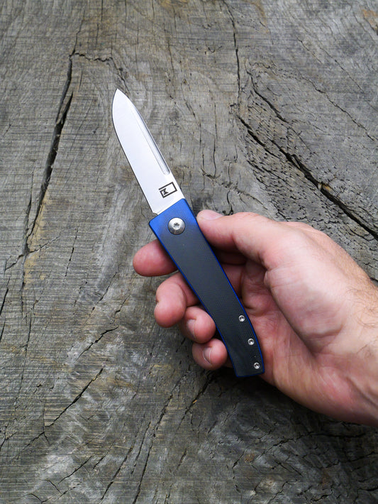 Slip Joint Folding Knife – Black/Blue G-10 & Stainless Steel