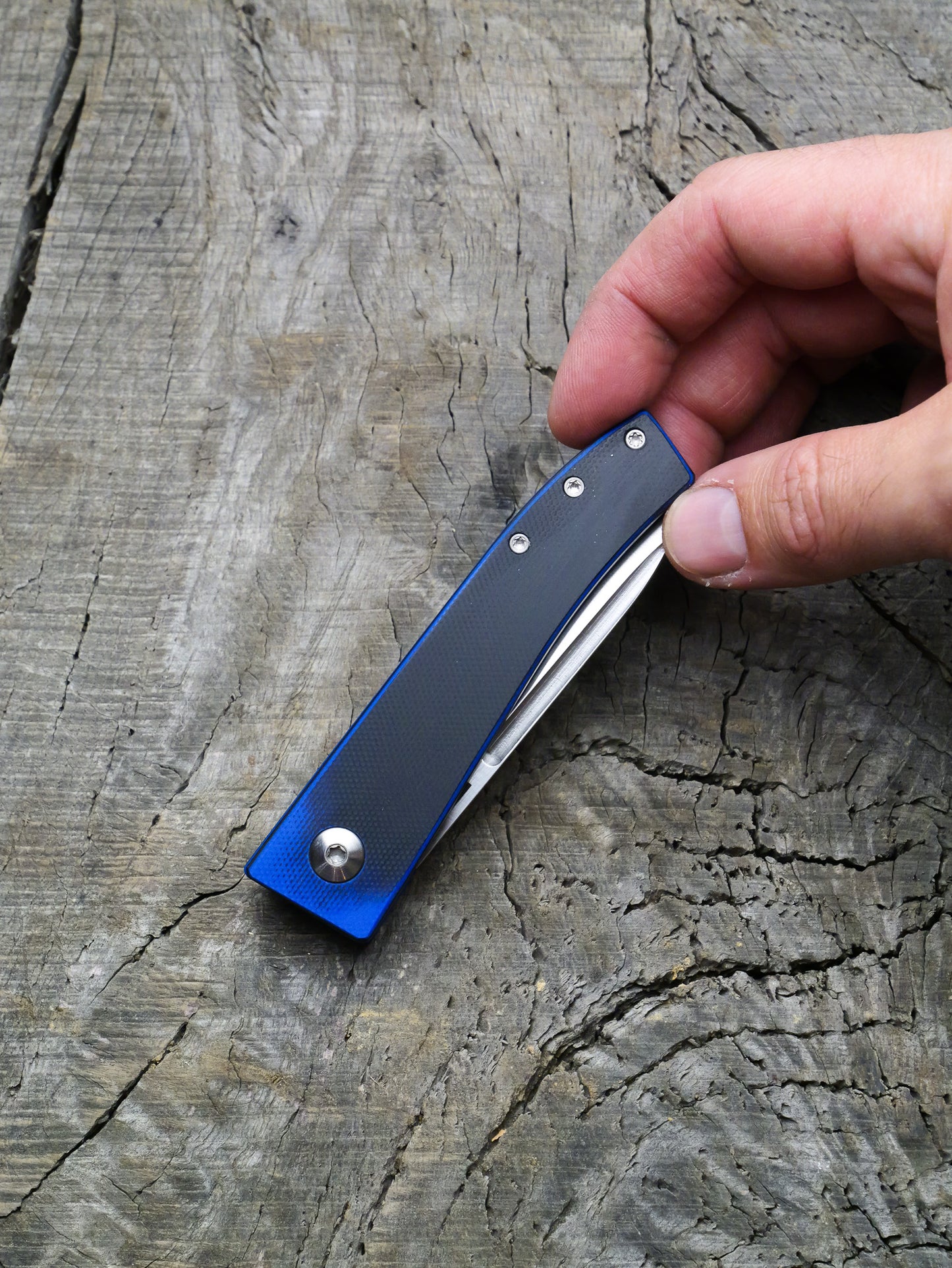 Slip Joint Folding Knife – Black/Blue G-10 & Stainless Steel
