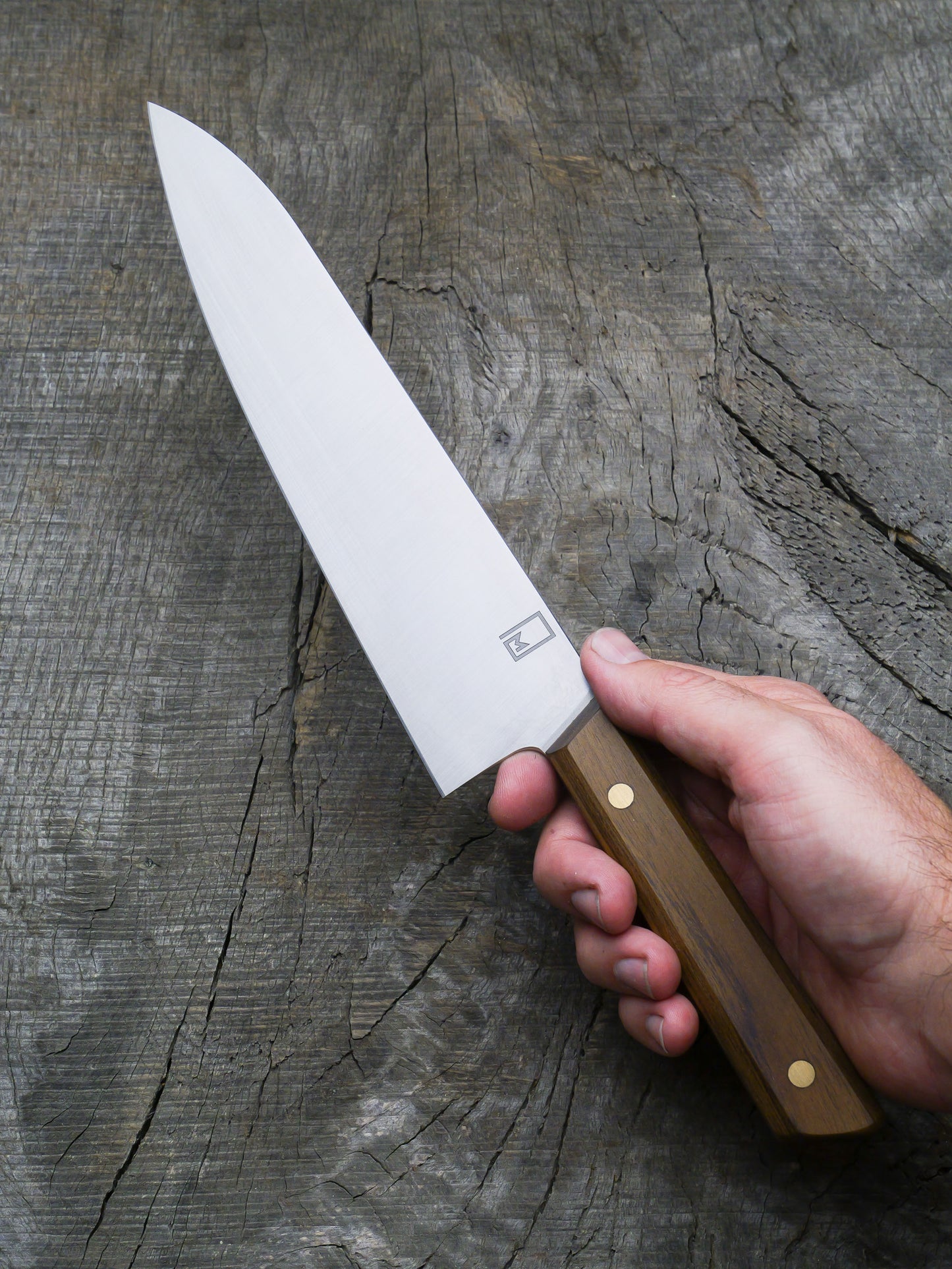 Fusion Gyuto – Stainless Steel Blade, Reclaimed Teak Handle