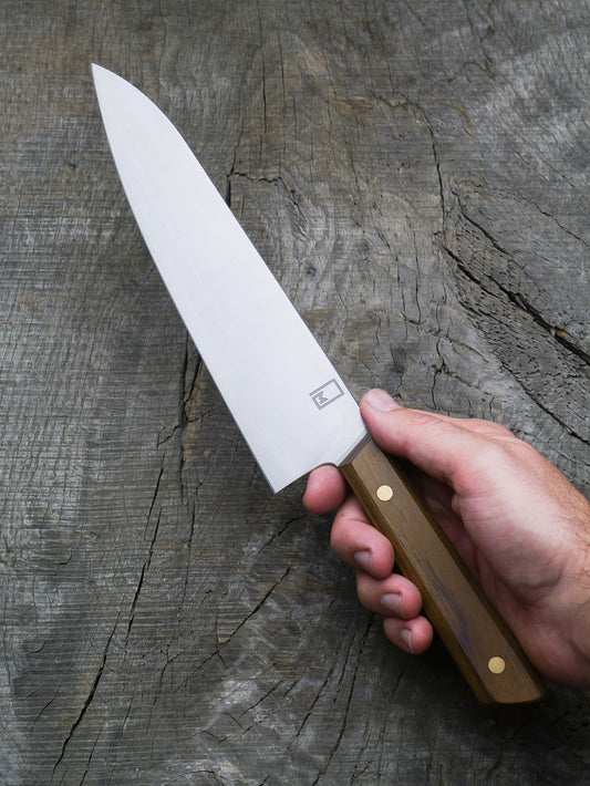 Fusion Gyuto – Stainless Steel Blade, Reclaimed Teak Handle