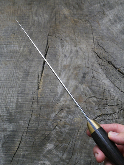 Chef's Knife – Stainless Damascus Steel Blade, Bog Oak & Brass Handle