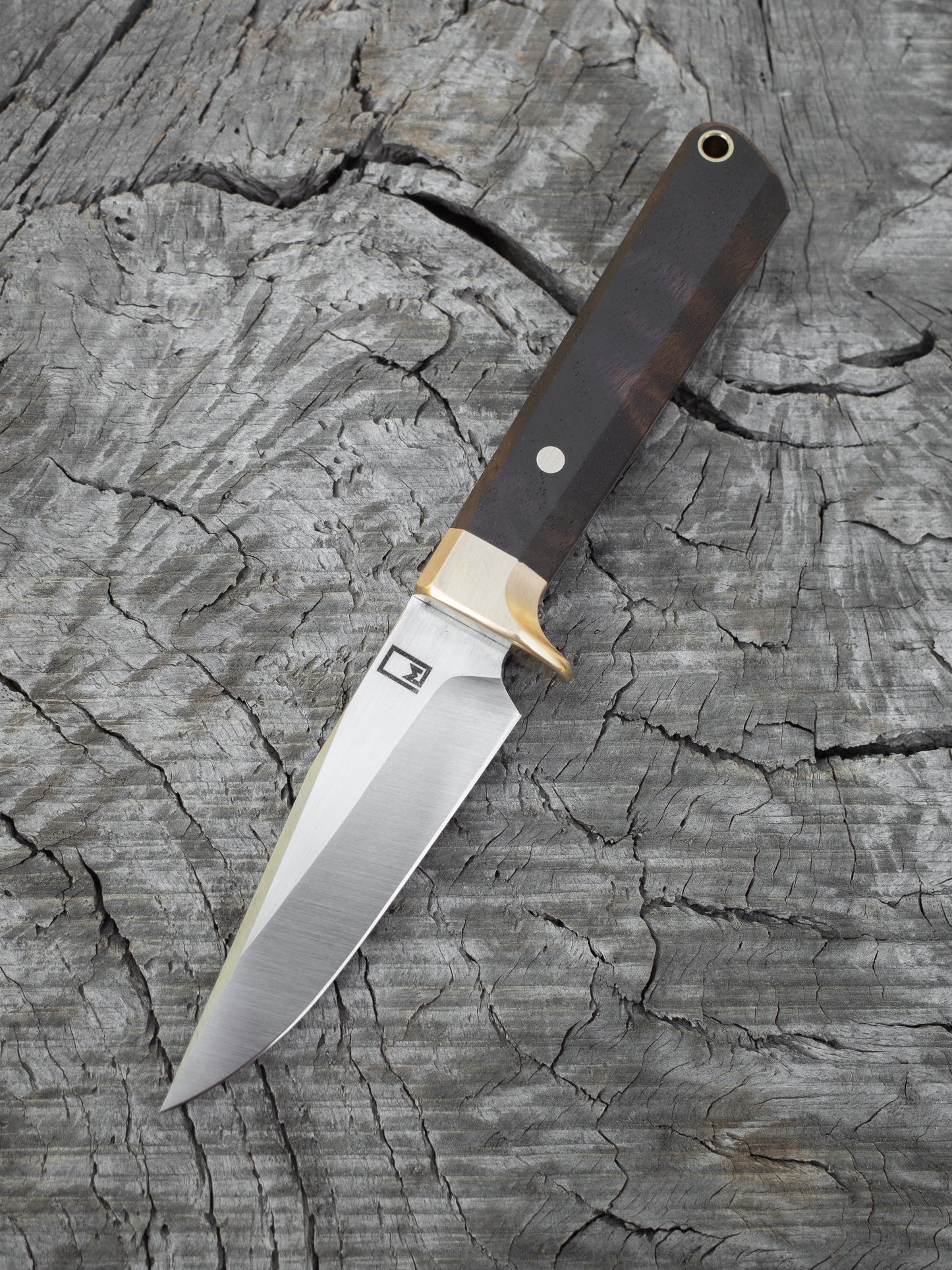 Hunting Utility Knife – 3.5" Stainless Steel Blade, Walnut & Brass Handle